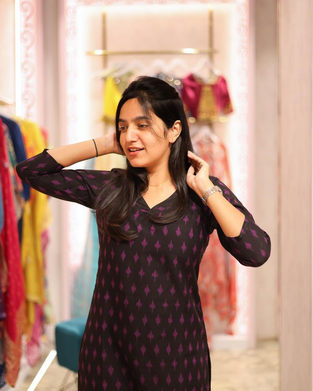 Black top with purple dots - Studio Thari